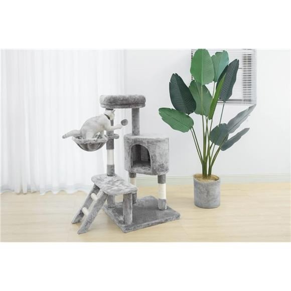 40 Inches Cat Tree Kitty Tower with Basket, Top Perch for Small and Medium Cats - Picture 6 of 7